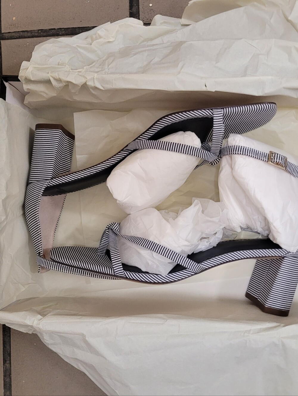 J. Crew Striped Ankle-Wrap Sandals in Navy and White - Picture 10 of 10